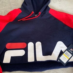 Fila cropped red/white/blue hoodie